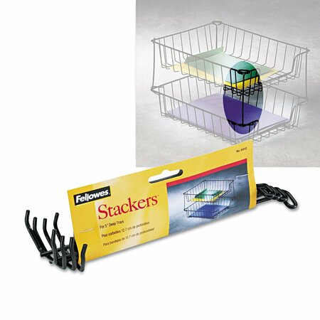 FELLOWES Desk Tray Stacking Posts for 5" Capacity Trays, Wire, Black, PK4, 4PK 64112